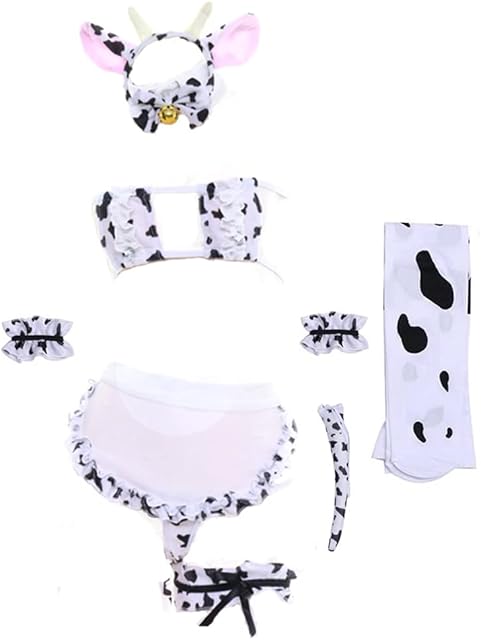 Cow Cosplay Lingerie Women Sexy Maid Outfit Kawaii Anime Bikini Costume Naughty Role Playing Japanese Cute Bra Panty Set
