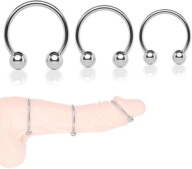 3 Pcs Stainless Steel Penis Ring for Men Size Adjustable Metal Cock Rings Sex Toy Cockring for Male Erection Increase Stimulation Locking Sperm Stay Harder Bigger Long-Lasting