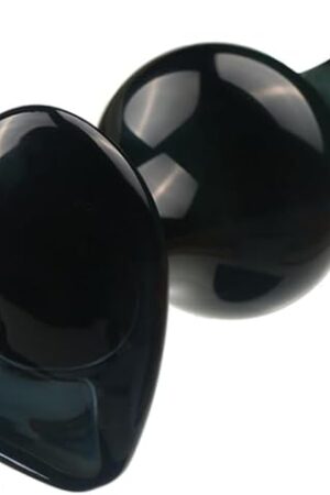 Glass Buttplug, Heart Glass Anal Plug, Hot and Cold Stimulate Anal Trainer, Glass Sex Toy for Men and Women Couples Anal Toy (Black)