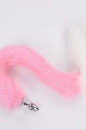 Butt Plug with Pink Tail for Cosplay, Sex Aanl Toys for Women Men Couple & Beginner (Long)