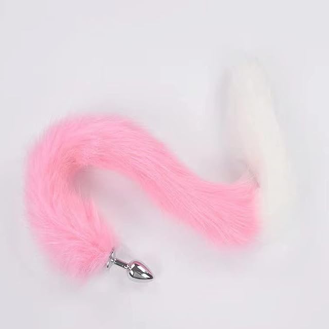 Butt Plug with Pink Tail for Cosplay, Sex Aanl Toys for Women Men Couple & Beginner (Long)