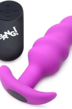 Bang Bang Remote Control 21X Vibrating Silicone Swirl Butt Plug - Purple