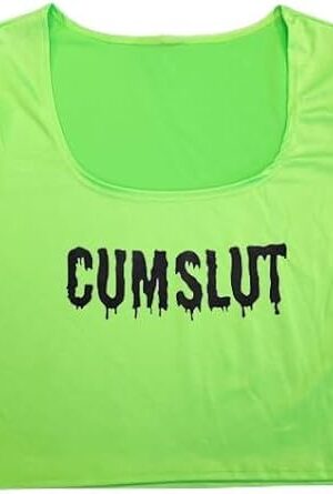 Cumslut Sexy Short Sleeve Crop Top (Slutty Adult Womens Tight Midriff-Baring T-Shirt)