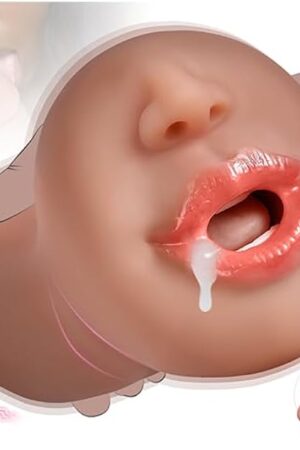 Brown Licking Vibrating Men Masturbator Sex Toy,Real Tongue Licking Modes Blowjob Sex Stroker,Lifelike Masturbation Male Men Stroker for Oral Sex, Deep Throat Mouth Sex Toys with Tongue and Teeth