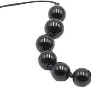 9 Beads Vagina Plug Butt Plug Anal Plug for Anal Sex Glass Anal Trainer Toy Anal Beads Prostate Massager with Ring for Men Women (Black)