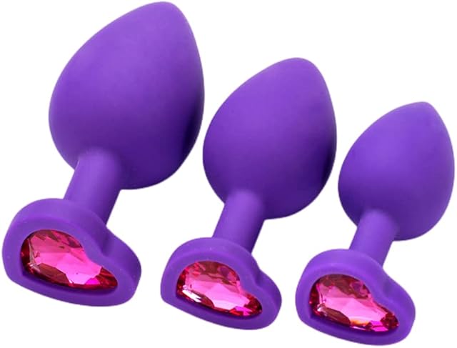 Anal Plugs Silicone Butt Plug,3PCS Anal Plug Anal Sex Toys Trainer Kit, Anal Butt Plug Sex Toys Kit for Beginner Men Women Couples (Purple)