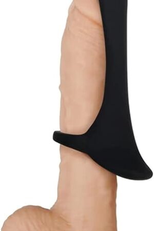 Collections Etc Zero Tolerance Cock Armor Rechargeable Cock Ring with Long Penis Bullet Vibrator, Black