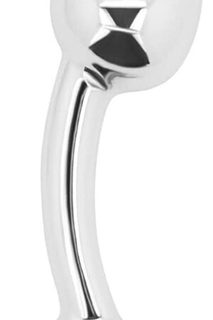 Curved Metal Butt Plug for P-Spot & Anal Stimulation | Control Handle | Bondage Accessory Opening | Durable Aluminum Alloy | Easy to Clean | Beginners & Experienced Users | DP | Anal Plug | Large