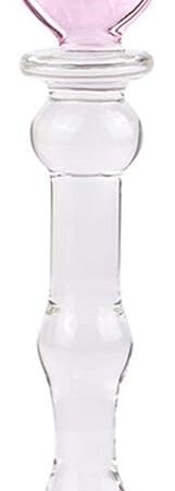 Heart Crystal Glass Pleasure Wand Dildo Penis, Pink