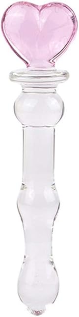 Heart Crystal Glass Pleasure Wand Dildo Penis, Pink