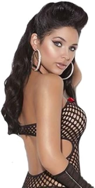 Women's Crochet Bodystocking with Halter Neck and Satin Bow