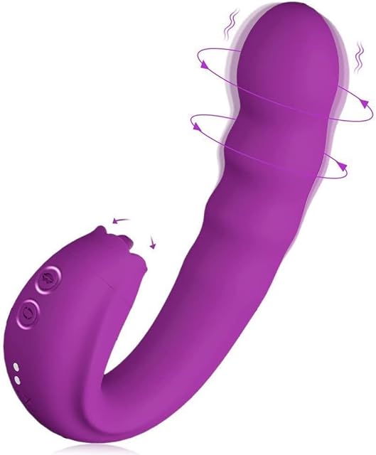 G Spot Vibrator with Rotating Head & Vibrating Tongue (Purple)