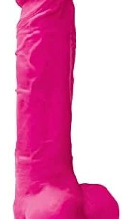 Colours Pleasures Silicone 8 Inch Dildo with Suction Cup, Electric Pink