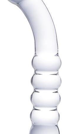 85 Inch Glass Double-Ended Dildo, Thin Curved Cute Transparent Double-Headed Clear Dildo, Crystal Anal Plug Beads, G-Spot Stimulation Prostate Massager, Pleasure Toy for Men, Women, and Couples