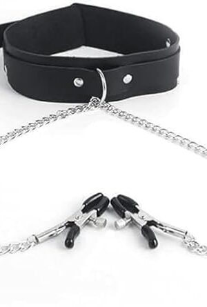 Breast Clamps Nipple Clip BDSM Collar Nipple Clamps Adjustable Non Piercing Nipple Clips with Metal Chain