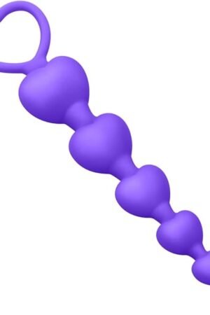 Anal Beads Butt Plug Silicone 6 Heart Ball Anal Chain Link with Safe Pull Ring Anal Adult Sex Toy for Men Women Couple Play