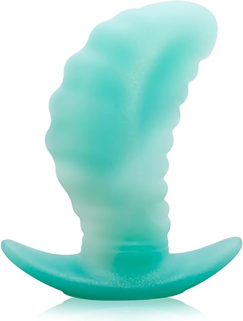 FST Liquid Silicone Anal Plug with Safety Base Jelly Butt Plug Thread Anal Trainer Mango Shape G-spot Stimulator Soft Prostate Massager Adult Sex Toys for Men Women Couples (S)