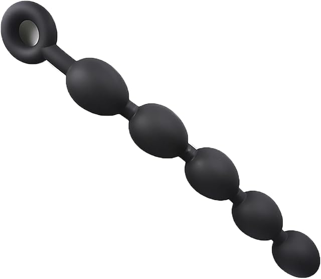 Egg Shaped Pull Beads Silicone Anal Beads Plug Adult Sex Toys with Ring Pull, Super Long Anal Plug Prostate Massage Butt Plug Anal Balls for Male, Female - L