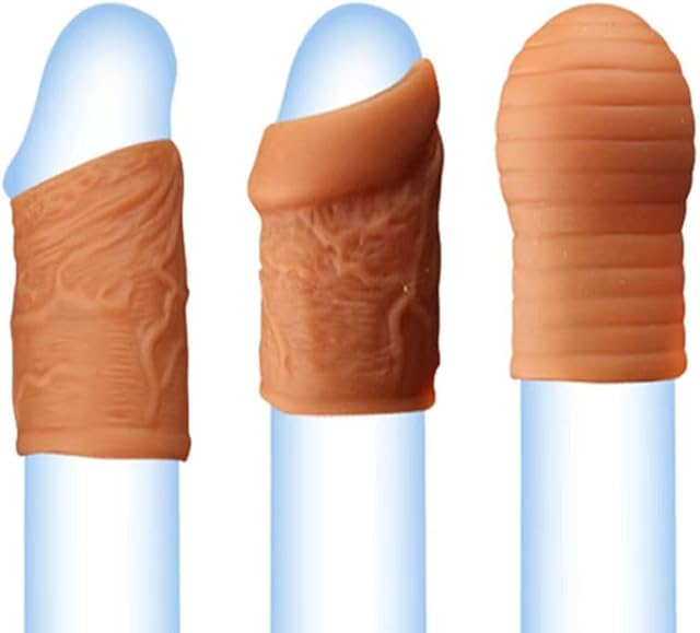 Foreskin Sleeve Cock Toy Realistic Textured Cock Enlarger for Men Delay Ejaculation, Soft Silicone Penis Sleeve Girth Enhancer Adult Sex Toys Games for Men Women Couples Pleasure