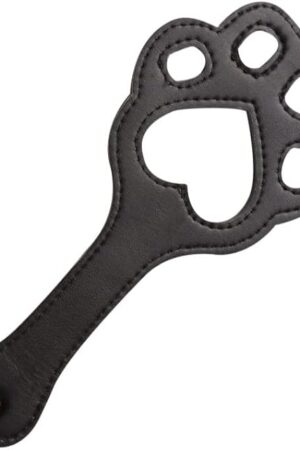 Black Faux Leather Paddle Openwork Cat Claw Spanking Paddle Whips Cute Fetish Sexual Flirting Sex Toys BDSM Sex Play Leather Flogger for Adults Couple Cosplay SM Game Bed