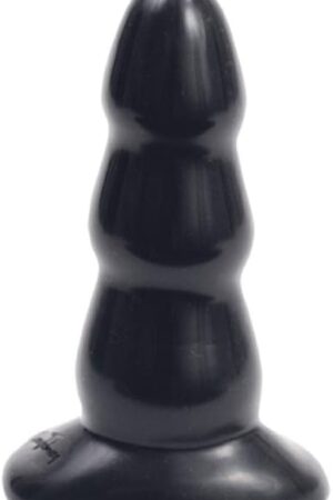 Doc Johnson Triple Ripple Butt Plug - Medium - 4.25 in. Long and 1.6 in. Wide - Gradually Widens - Sturdy Flared Base - Anal Toy - Black