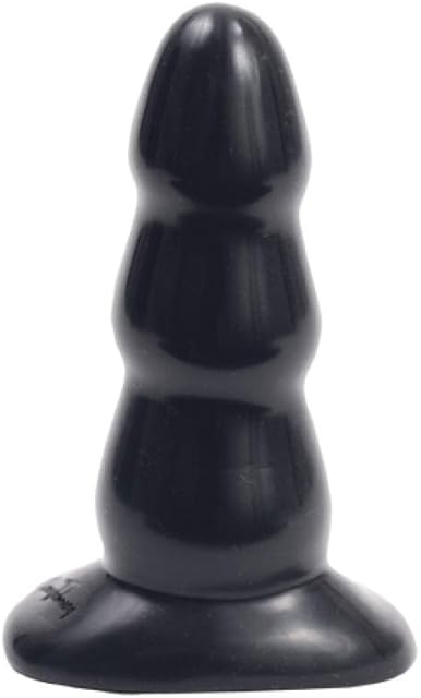 Doc Johnson Triple Ripple Butt Plug - Medium - 4.25 in. Long and 1.6 in. Wide - Gradually Widens - Sturdy Flared Base - Anal Toy - Black