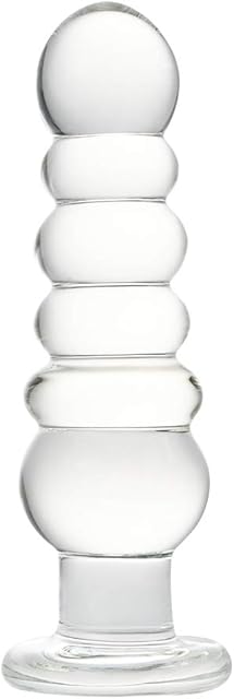 Anal Beads, Glass Big Size Butt Plug with Graduated Beads for Experienced Users, Crystal G-spot P-spot Massager for Men Women