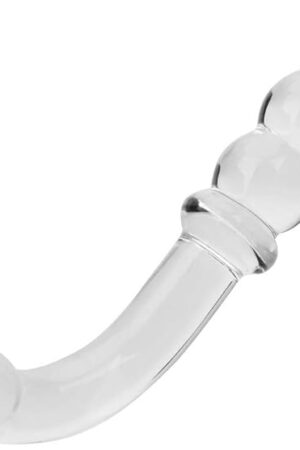 Double-Ended Glass Anal Beads Bent Pleasure Wand Anal Sex Toy Men and Women Masturbation Penis Anal Plug