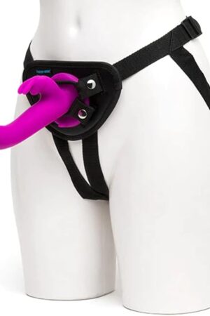 Happy Rabbit Silicone Rechargeable Vibrating Strap On Harness Set - Purple