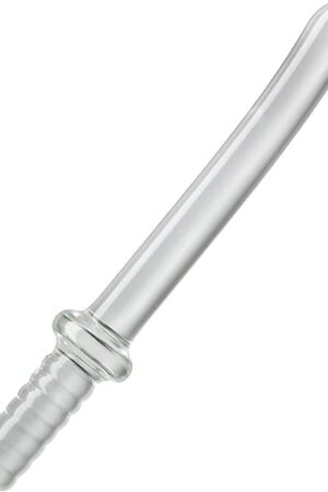 Anal Butt Plug Glass Anal Trainer Samurai Sword Clear Chrystal Pleasure Wand Anal Stimulation Adult Sex Toy for Men Women Couples Masturbation (S)
