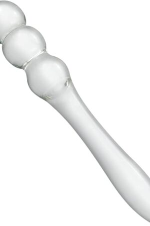 Anal Beads Butt Plug Glass Double-Ended Pleasure Wand Anal Trainer with 3 Ball Adult Sex Toy for Men Women Couple Play