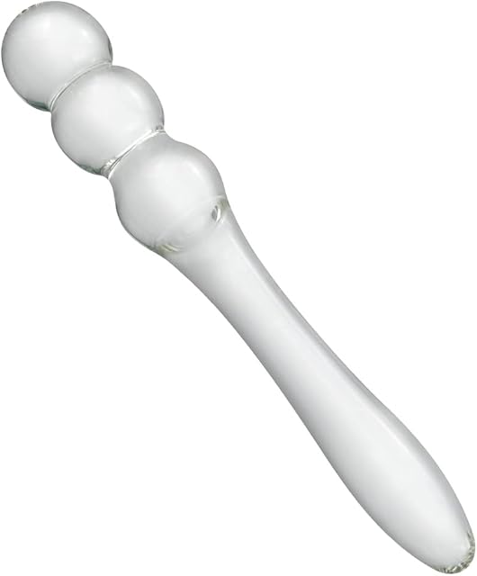 Anal Beads Butt Plug Glass Double-Ended Pleasure Wand Anal Trainer with 3 Ball Adult Sex Toy for Men Women Couple Play