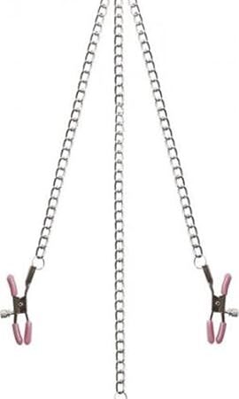Adam & Eve Chain Me Up Kink Clamps, Adjustable Nipple and Clit Clamp Set, Metal Chains with Rubber Tipped Clamps, BDSM Bondage Accessories for Couples, Sensory Play, Hands Free Stimulation, Adult Toy
