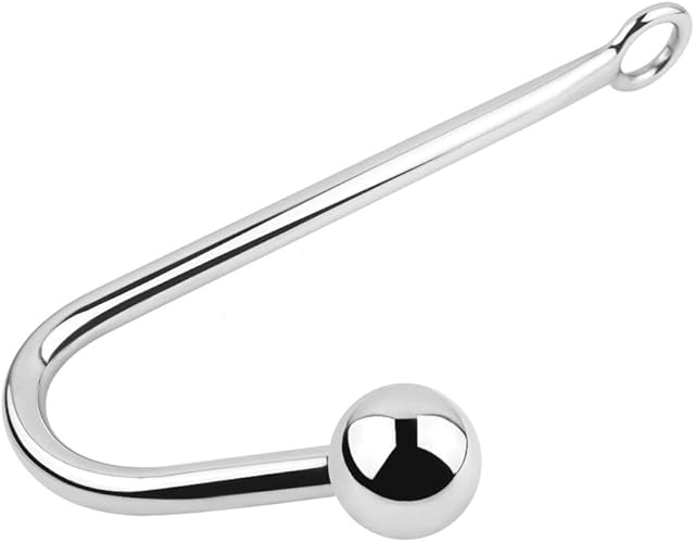 BDSM Metal Anal Hook Butt Plug with Smooth Ball Anal Plug Butt Plug Prostate Massage G-spot SM Restraints Anal Gay Sex Toys for Man and Woman Adult Games,S