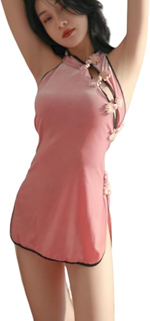 Women's Chinese velvet sexy cheongsam Japanese anime cosplay kimono dress