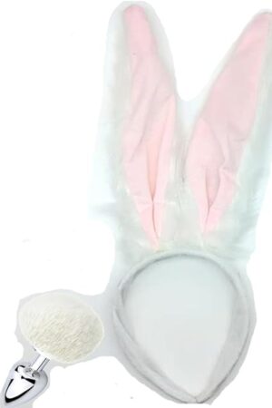 Bunny Ears Headband with Fluffy Tail Anal Plug, Sex Toy for Cosplay Costume Kit