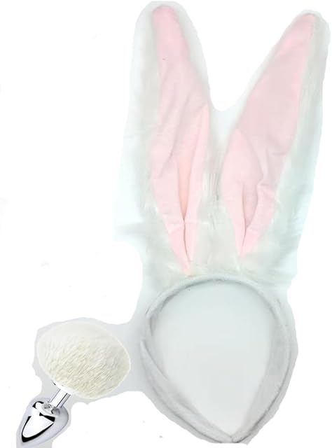 Bunny Ears Headband with Fluffy Tail Anal Plug, Sex Toy for Cosplay Costume Kit