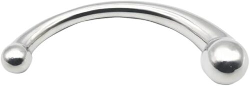 YiFeng Stainless Steel Curved Dual Ended Dildo, G-spot P-spot Stimulator for Anal Play Prostate Massage (Metal Silver)