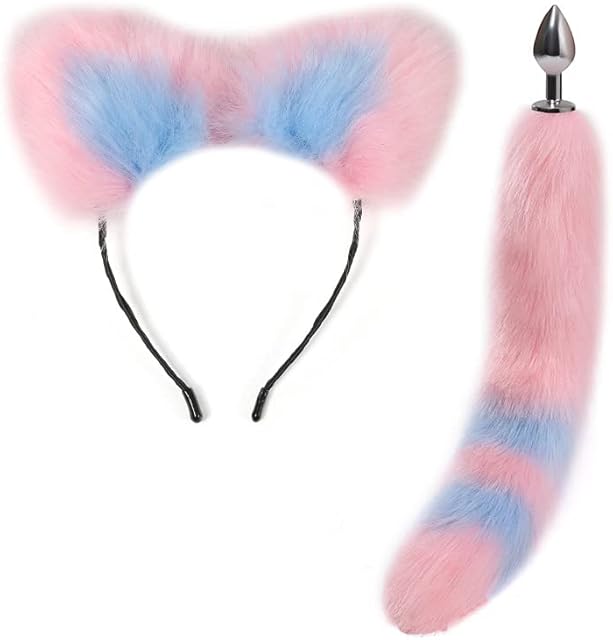 Anal Plug Butt Plug, 2Pcs/Set Sex Fox Tail Anales Plug Toys Butt Plugs with Cat Ears Headband Anal Sex Toys Cosplay Party Exotic Sensational Toy Set