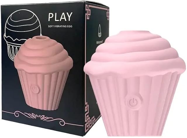 Clitoral Sucking Vibrator Ice Cream Vibrator Nipple Stimulator Clit Sucker Cupcake Sex Toy Rechargeable Battery 1.5h of Charging 5 Frequency Suction 120 Minute Session Waterproof Pink