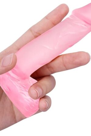4 Inch Realistic Small Dildo,Beginner Anal Plug,Soft Anal Dildo with Curved Shaft and Balls,Adult Sex Toy Women Men Couples.Experience Multi-Purpose Mini Style(Pink)