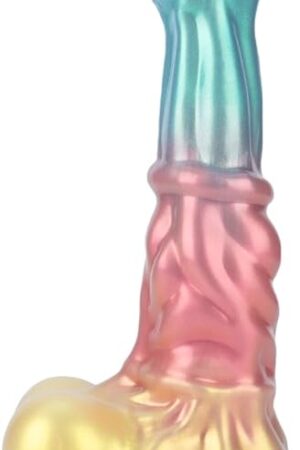 14.2in Silicone Made Huge Soft Colorful Horse Dildo Anal Toy Animal Style Ribbed Flexible Hands-Free (Normal) (L)