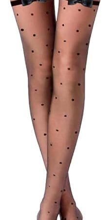Black Polka Dot Thigh Highs with Bowknot Sheer Over Knee Stockings Tights Pantyhose Socks Women's Lingerie Hosiery