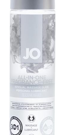 JO All-in-One Silicone Massage Oil  Fragrance Free Long Lasting Personal Lube & Massage Glide  4 fl oz