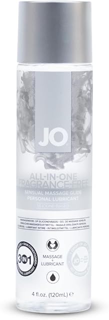 JO All-in-One Silicone Massage Oil Fragrance Free Long Lasting Personal Lube & Massage Glide 4 fl oz
