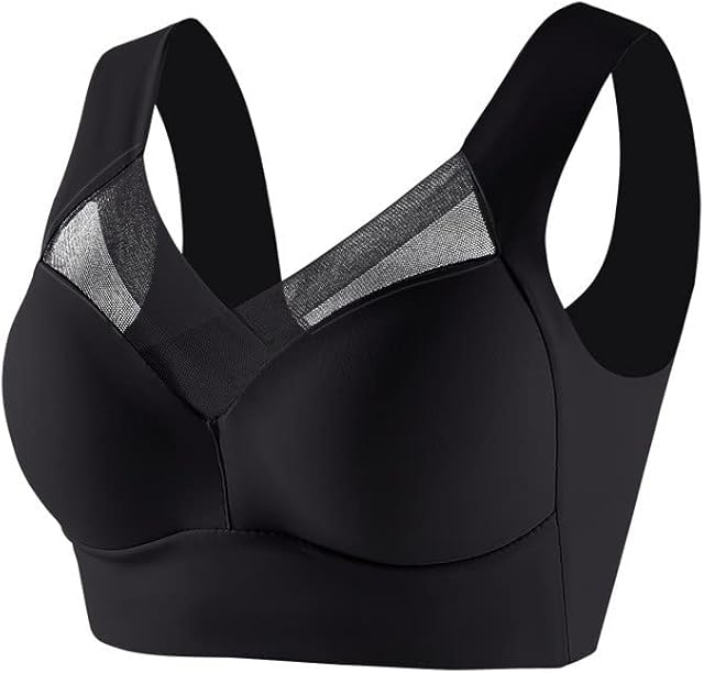 Bras for Women Seamless Powerful Push Up Wireless Bra Full Coverage Ice Silk Anti Sagging Posture Correcting Bra