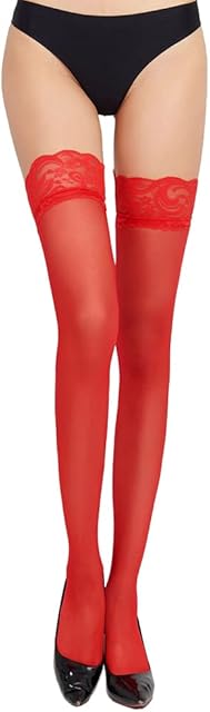 Women's Lace Top Thigh High Stocking with Stay Up Silicone&