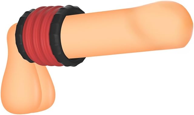 ERUN 3in1 Silicone Penis Rings Ball Scrotum Stretcher Dual Ring Penis Stretcher Enhancer Delay Cock Rings for Male Sx Toys