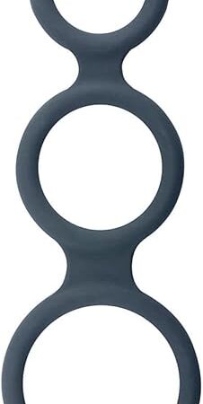 BONERS Triple Cock Ring, Ø 1.1-1.5 inch, 100% Silicone Penis Rings for Increased Stamina, Dark Grey