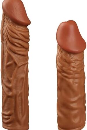 2 Pcs Reusable Penis Sleeve Extender Ultra-Soft Extension Sex Toy Cock Enlarger Applicative for Men & Couple